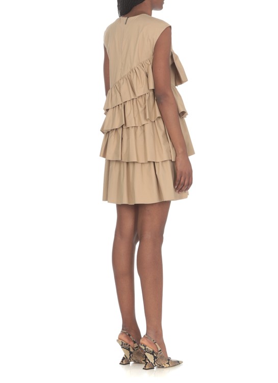 Shop Msgm Dress With Rouches In Neutrals