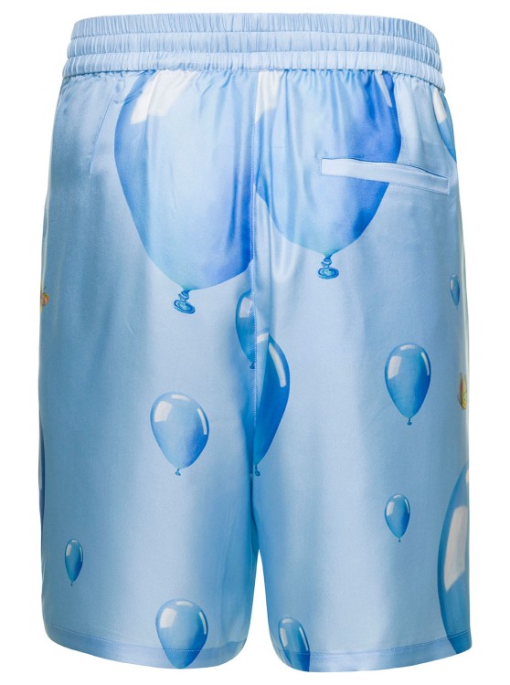 Shop 3paradis Light-blue Shorts With Balloon Print All-over In Polyester