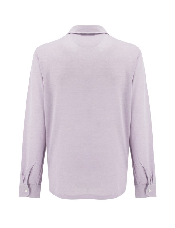Shop Luigi Borrelli Purple Cotton Polo Shirt In White