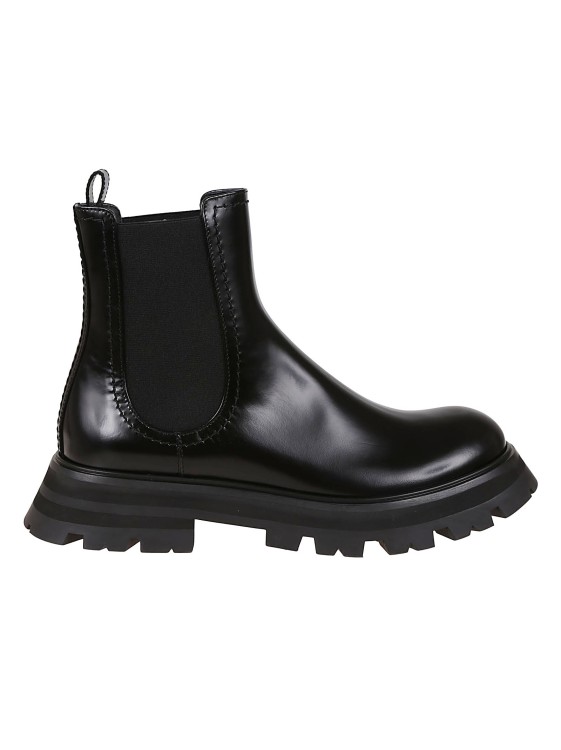 Shop Alexander Mcqueen Calf Leather Chelsea Boots In Black
