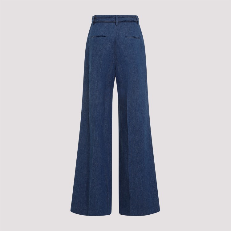 Gabriela Hearst Womens Denim Norman Wide-leg High-rise Cotton And Linen Trousers In Green