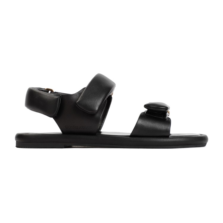 Giorgio Armani Black Lamb Leather Sandals For Women | Ss24