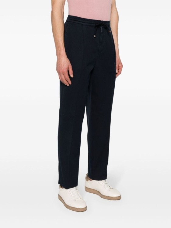 Shop Brunello Cucinelli Navy Blue Cotton Gabardine Pants In Black