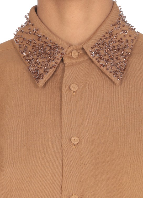 Shop Fabiana Filippi Linen And Viscose Shirt In Brown