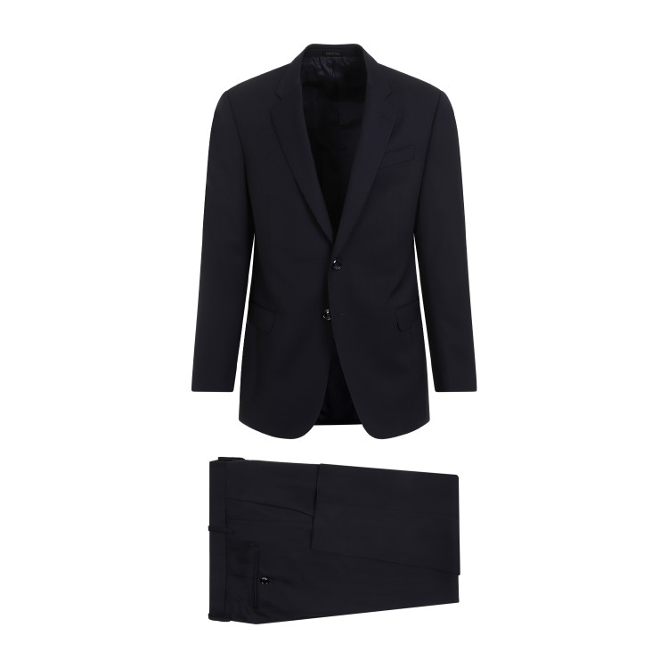 Giorgio Armani Single-breasted Wool Suit In Blue