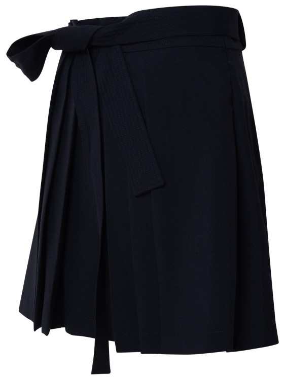 Shop Kenzo Navy Virgin Wool Miniskirt In Black
