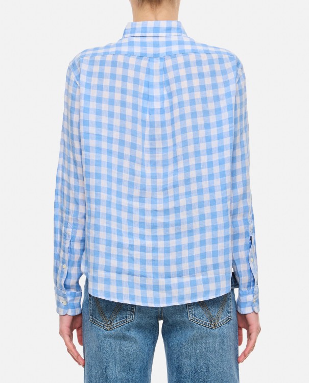 Shop Polo Ralph Lauren Linen Crop Shirt In Blue