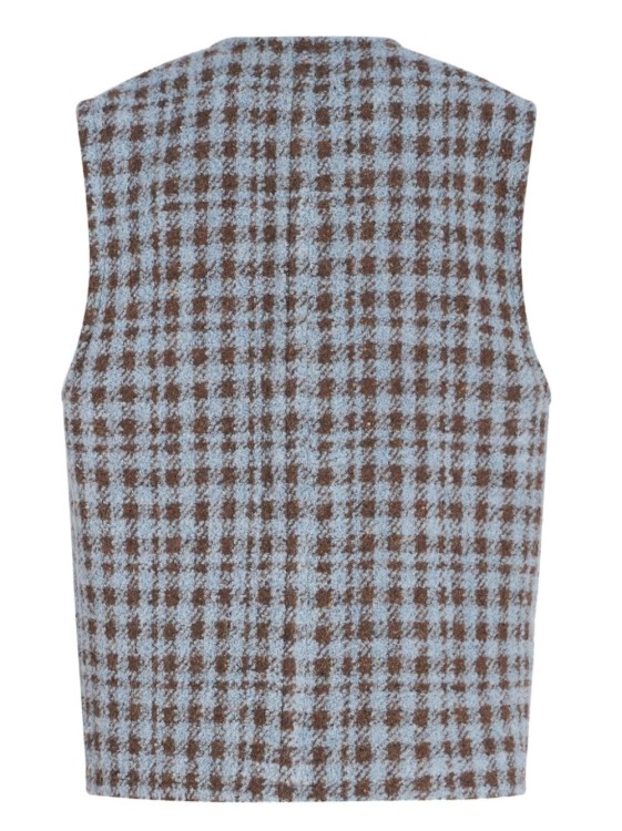 Shop Etro Houndstooth Embroidered Gilet In Grey