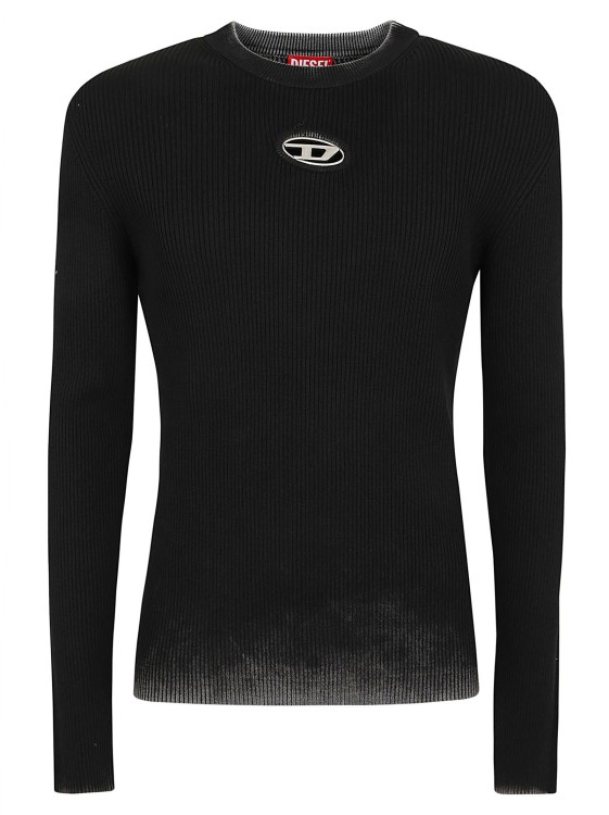 Shop Diesel Ribbed Organic Cotton Sweater In Black