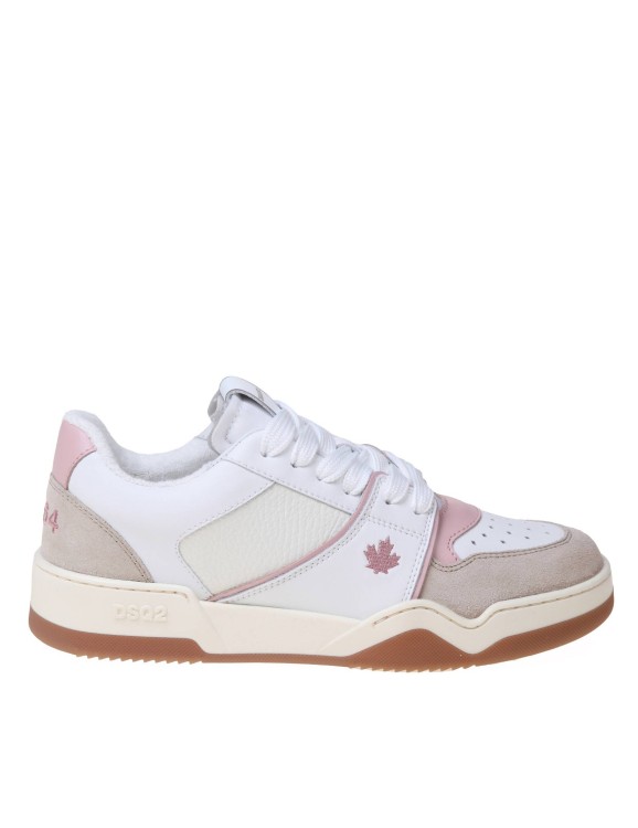 Dsquared2 White And Pink Leather And Suede Sneakers