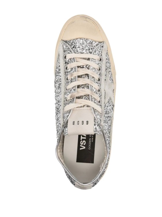 V-Star Glitter Silver Sneakers by Golden Goose Deluxe Brand in Silver color  for Luxury Clothing | THE LIST
