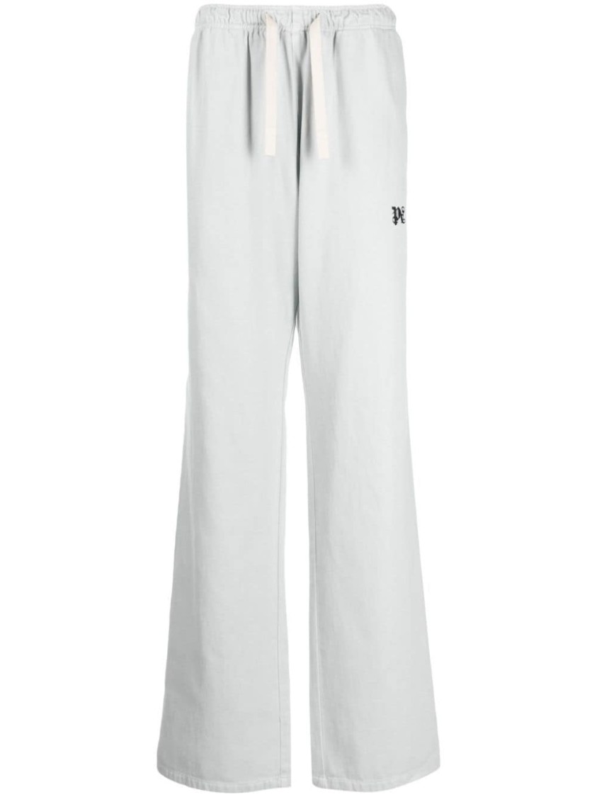 Shop Palm Angels Trousers With Logo In Grey