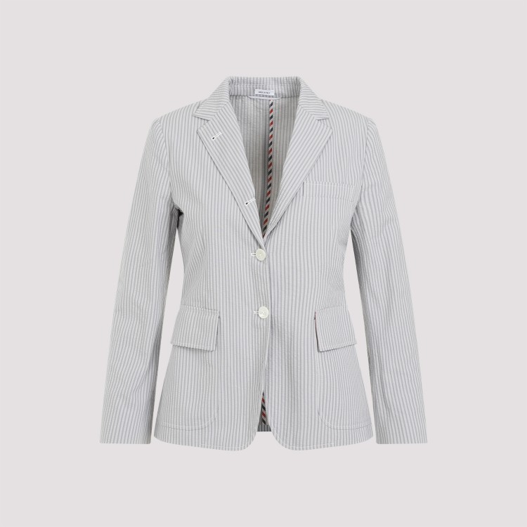 Shop Thom Browne Grey Cotton Jacket In White