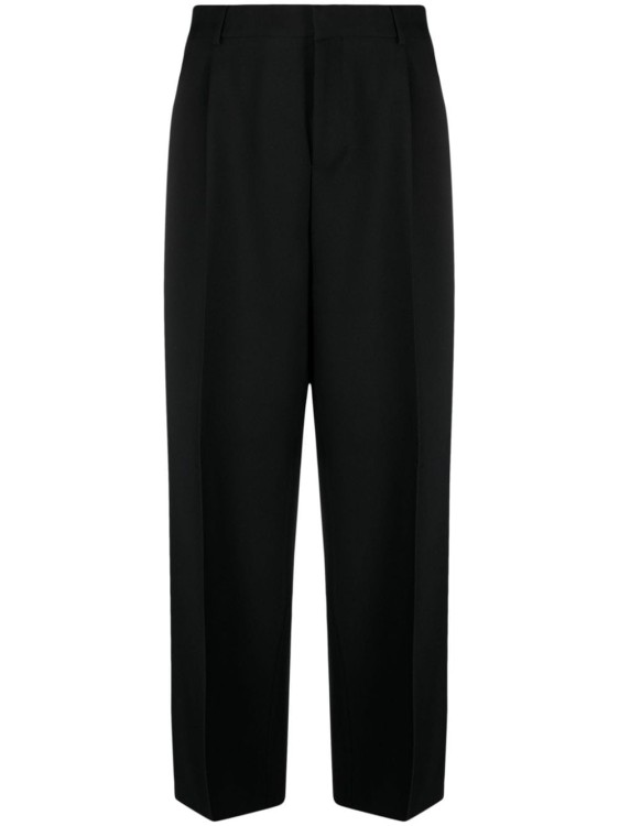 Versace Wool Tailored Trousers In Black