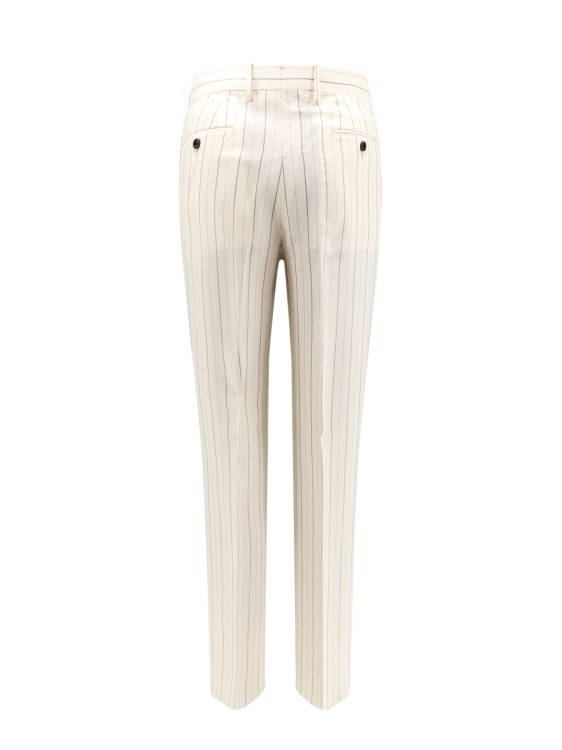 Shop Lardini Striped Viscose Trouser In Neutrals