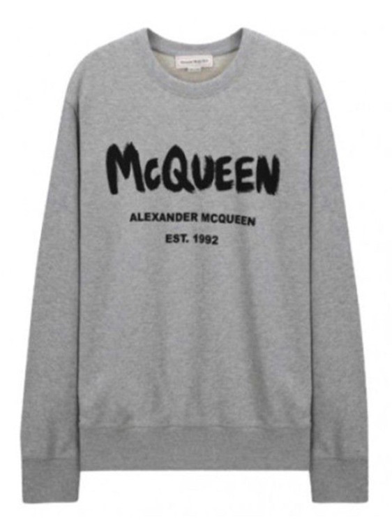 Shop Alexander Mcqueen Printed Logo Sweartshirt In Grey