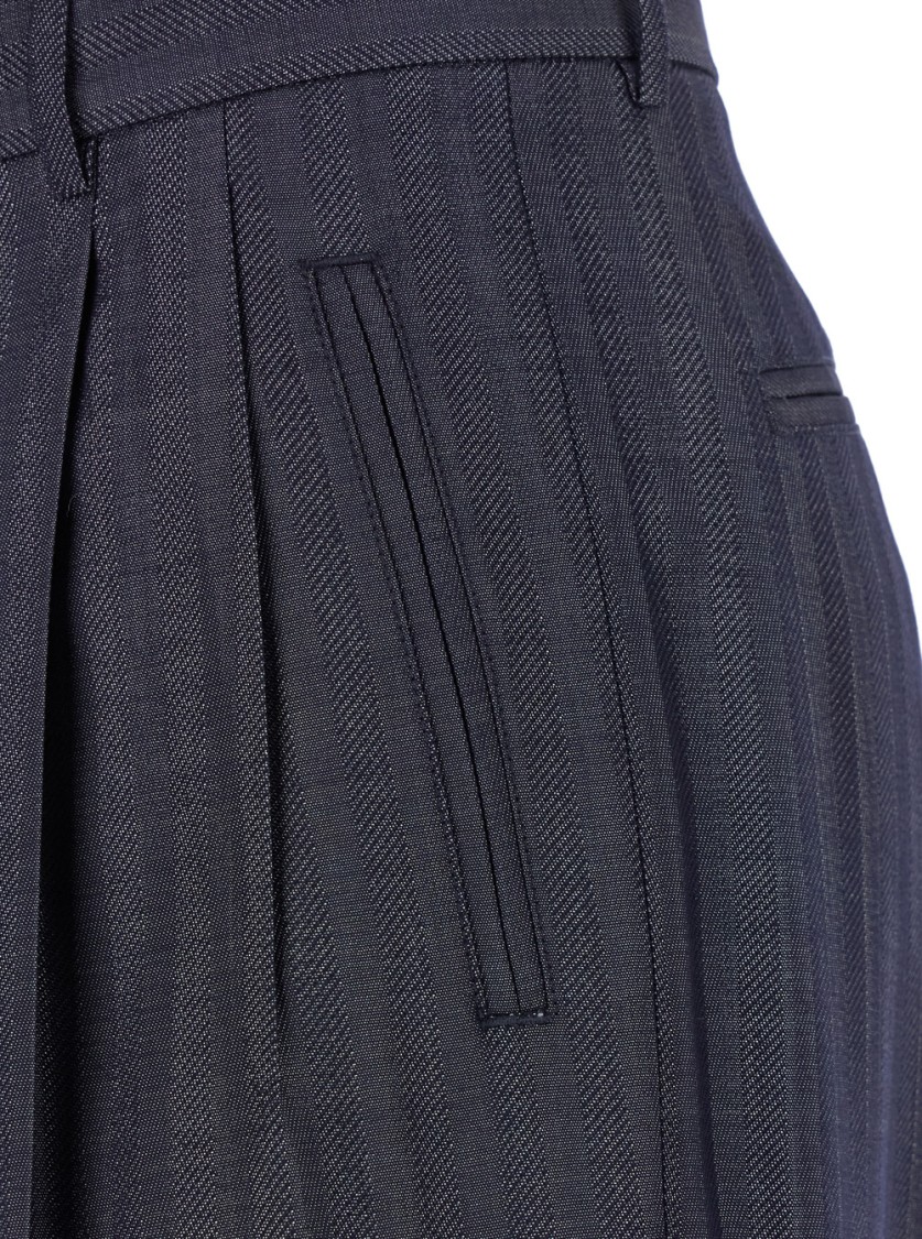 Shop Etro Grey Wide Pants With Concealed Closure In Wool Blend In Black