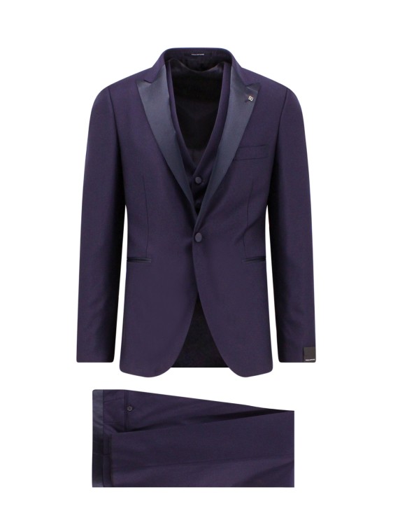 Shop Tagliatore Virgin Wool And Silk Tuxedo With Vest In Blue