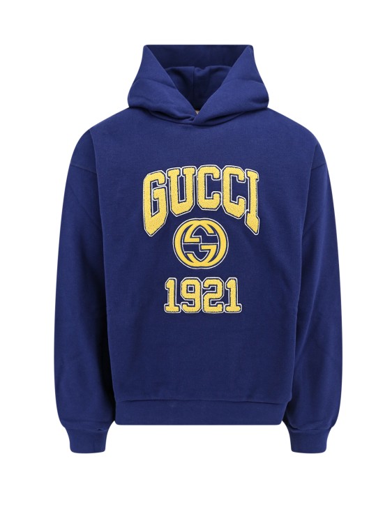 Shop Gucci Cotton Sweatshirt With Gg Cross Embroidery On The Front In Blue