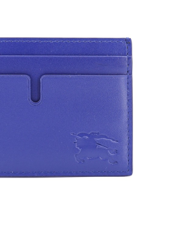 Shop Burberry Leather Card Holder In Blue
