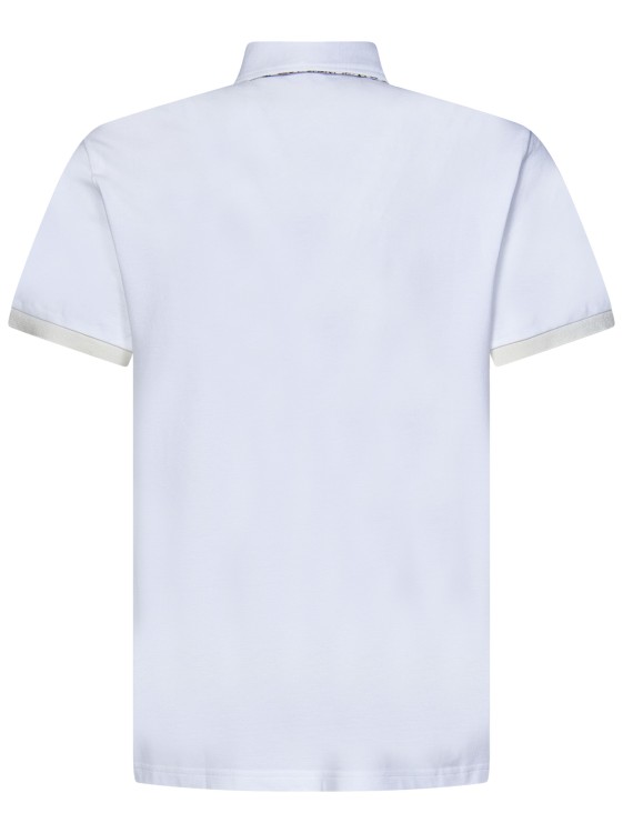 Shop Etro Optical White Polo Shirt In Cotton Pique