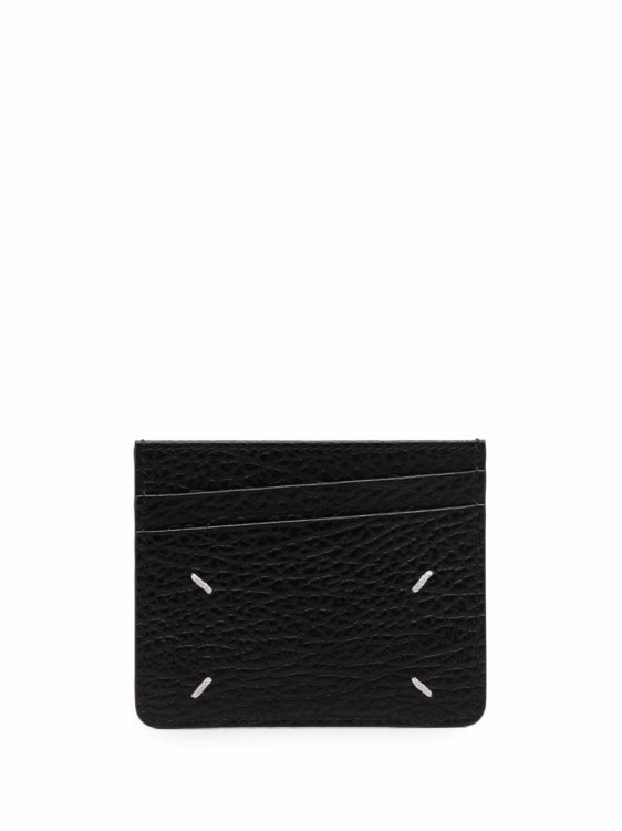 Shop Maison Margiela Pebbled-effect Cardholder In Black