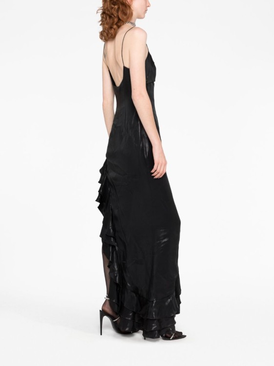 Shop Alessandra Rich Ruffled Asymmetrical Midi Dress In Black