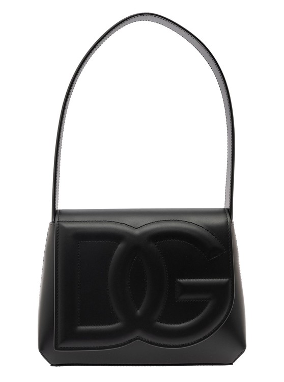 Shop Dolce & Gabbana Dg Logo' Black Shoulder Bag In 3d Quilted Logo Detail In Smooth Leather
