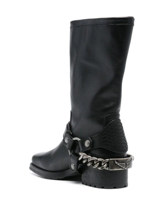 Shop Zadig & Voltaire Igata Leather Biker Boots In Black