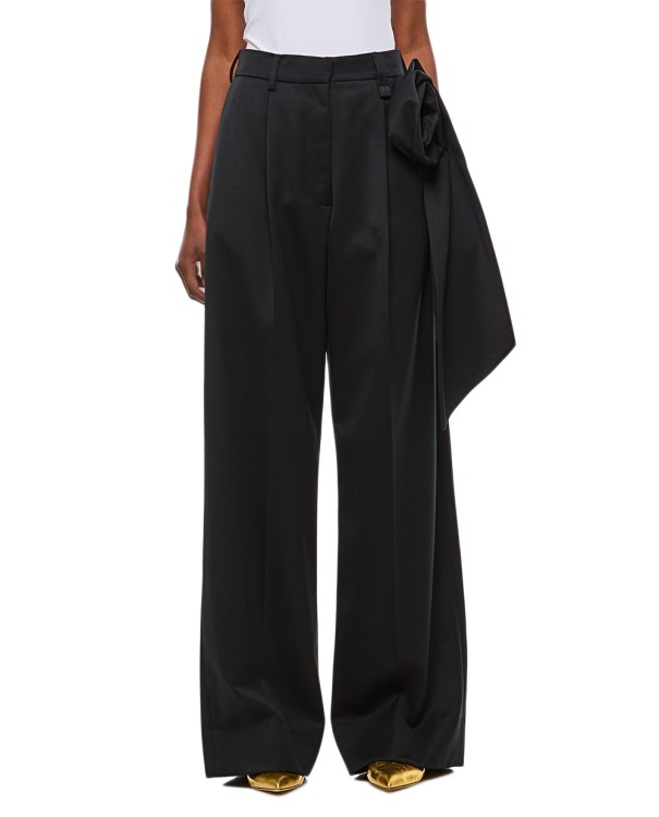 Shop Simone Rocha Straight Leg Trousers With Pressed Rose In Black