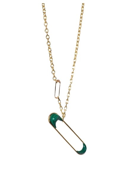 Hannah Martin Giant Punk Pin Stone Necklace In Gold