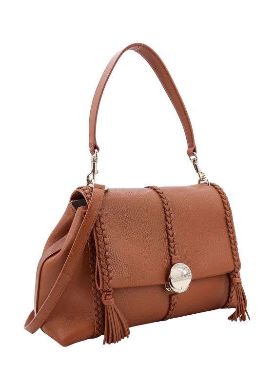 Shop Chloé Leather Shoulder Bag With Tassels In Brown