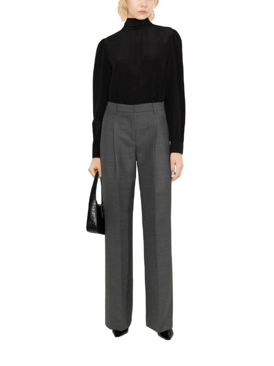 Burberry Anny Wool Wide-leg Pants In Grey