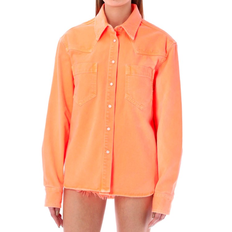 Shop Palm Angels Orange Cotton Denim Shirt