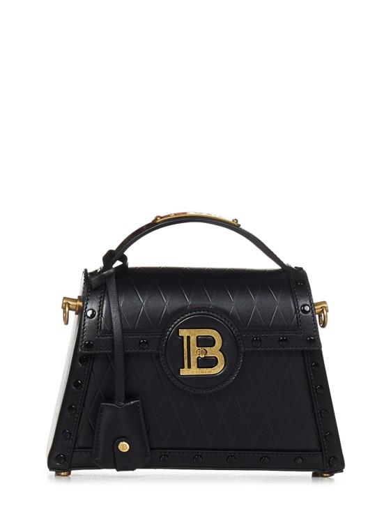 Shop Balmain Black Grid-embossed B-buzz Dynasty Bag
