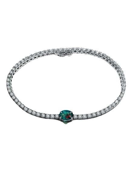 Mark Henry Jewelry Celeste Alexandrite And Diamond Tennis Bracelet In Green