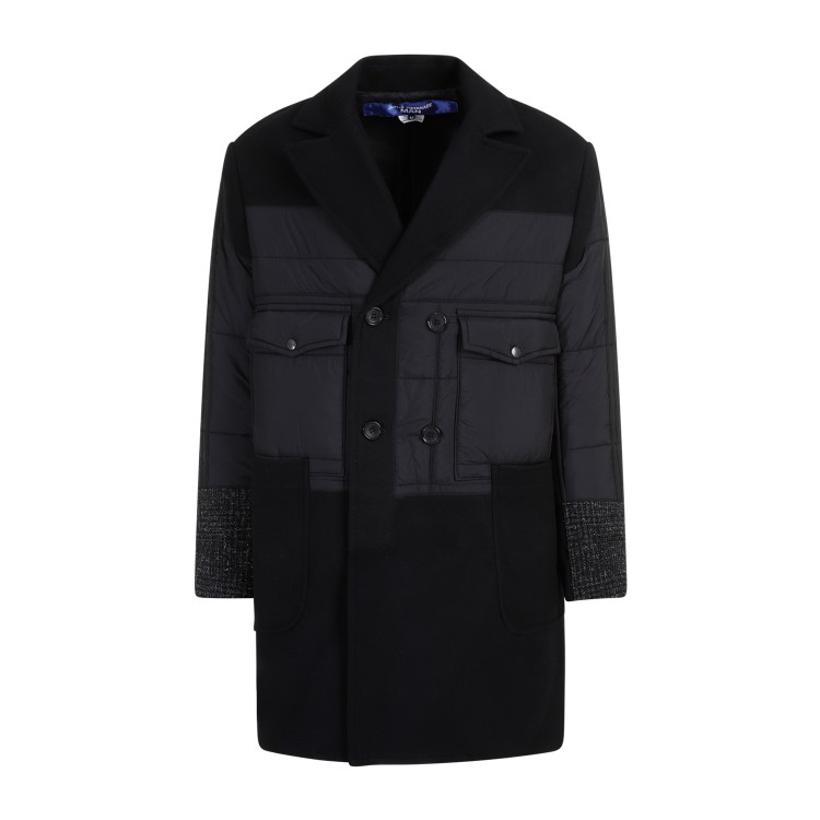 Shop Junya Watanabe Multipanel Wool Double Breast Coat In Black