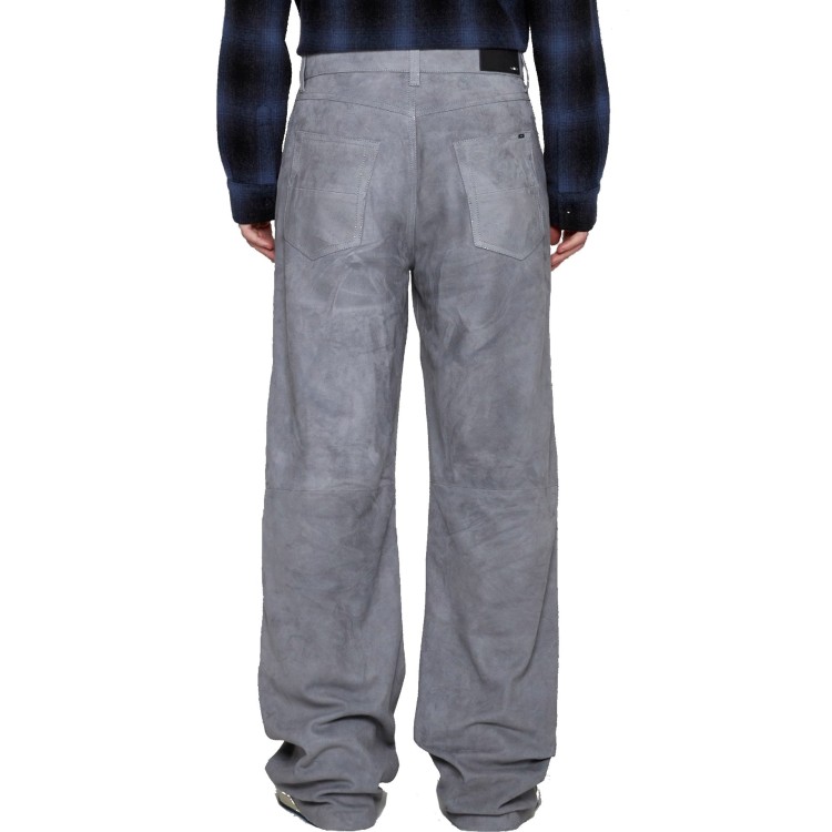 Shop Amiri Leather Pants In Grey
