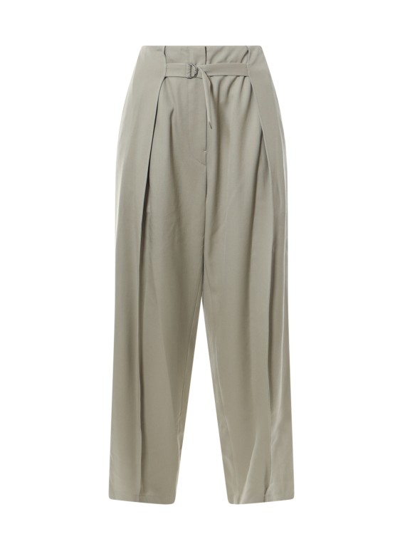 Le 17 Septembre Wool Trouser With Adjustable Strap In Green
