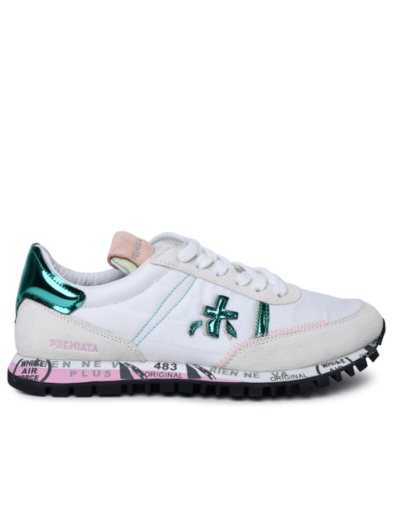 Shop Premiata Seand' White Fabric And Leather Sneakers