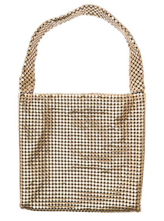 Shop Rabanne Pixel' Gold-tone Tote Bag In Metallic Mesh