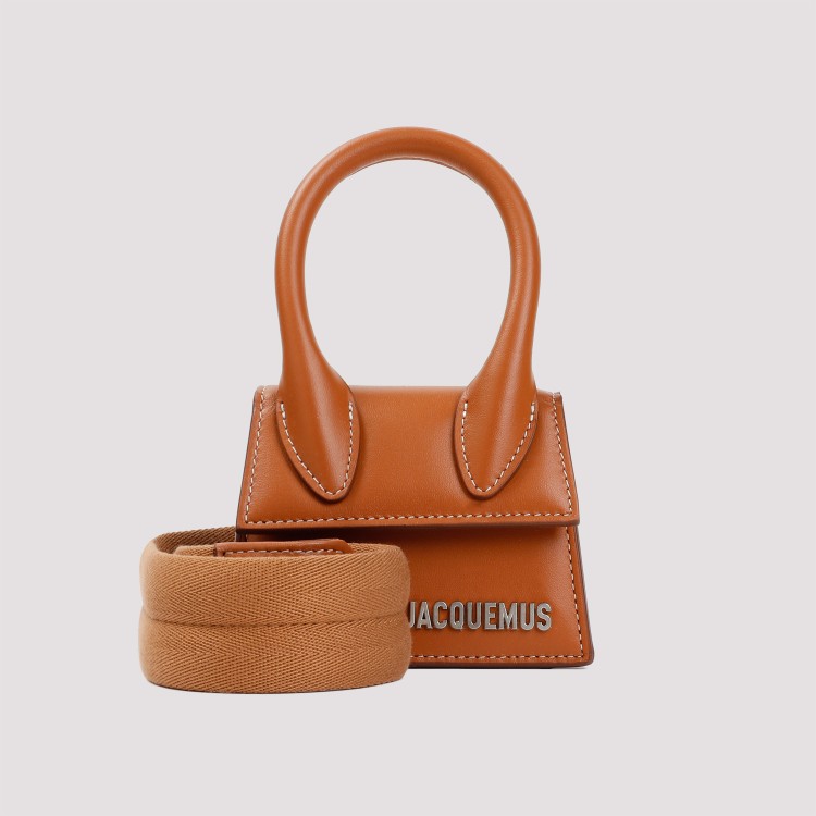 Shop Jacquemus Light Brown Leather Le Chiquito Homme Bag In Orange