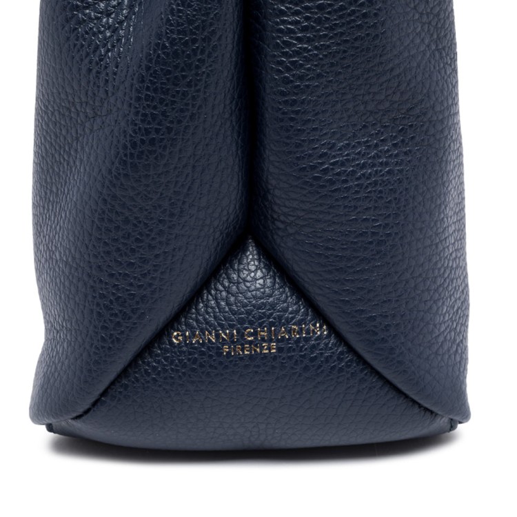 Gianni Chiarini Leila Bag In Navy Blue Grained Leather In Blue