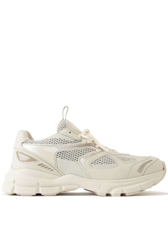 Shop Axel Arigato Marathon Runner' White Low Top Sneakers With Reflective Details In Leather Blend