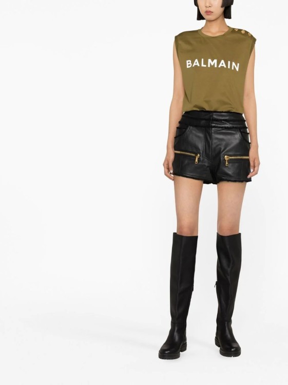 Shop Balmain Black Leather Shorts
