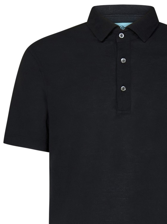 Drumohr Spread-collar Cotton Polo Shirt In Black