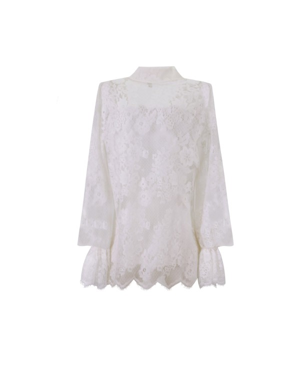 Shop Gemy Maalouf Fully Lace Shirt - Tops In White
