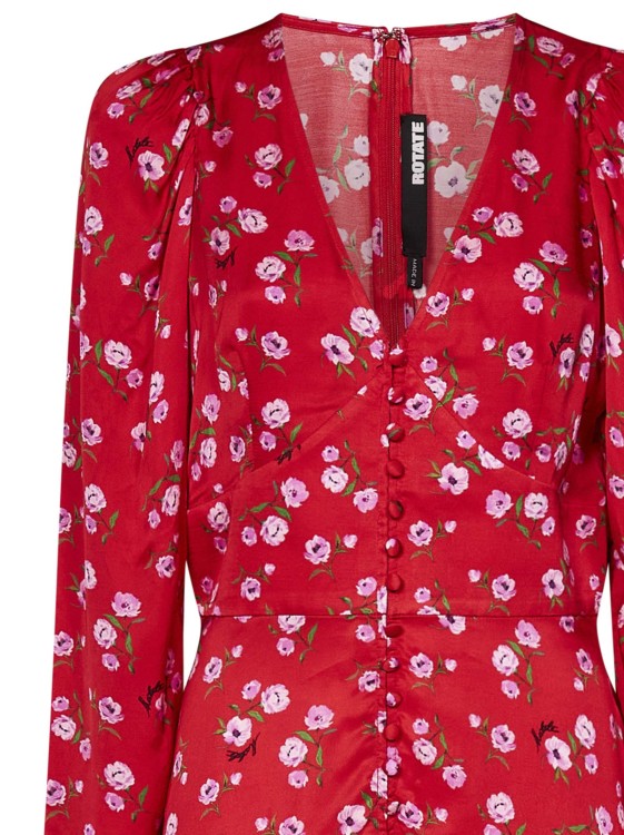 Shop Rotate Birger Christensen Red Floral-print Viscose Satin Mini Dress