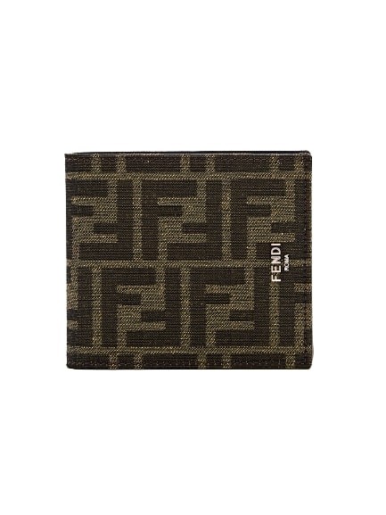 Shop Fendi Bi-fold Jacquard Wallet In Brown