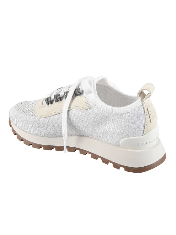 Shop Brunello Cucinelli Knitted Upper Sneakers In White